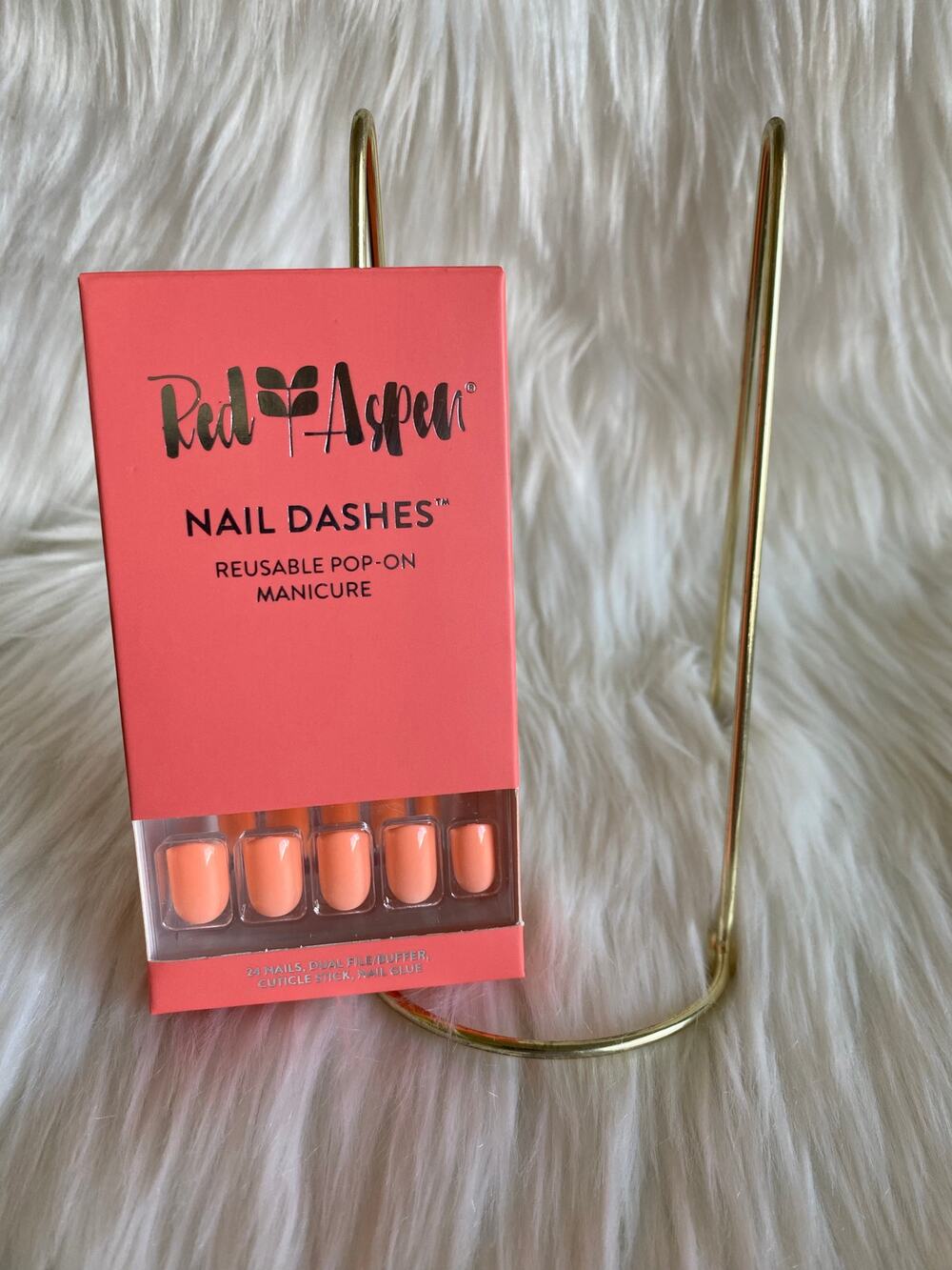 Red Aspen Nail Dashes- Kaitlyn's Living Coral (short, square nails)